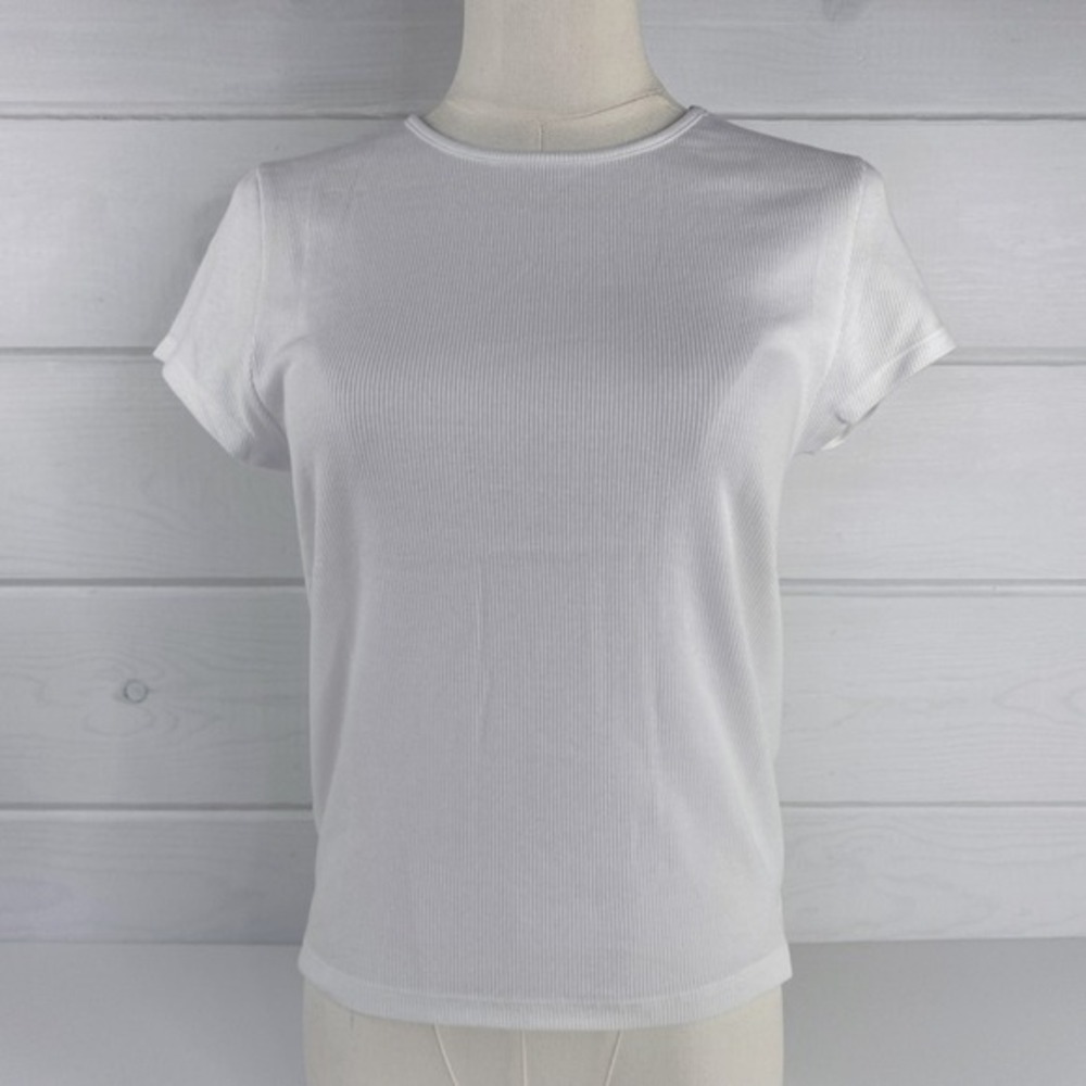 American Eagle Ribbed‎ T-Shirt Layering Tee XL White Stretch Base Layer 90s Y2K